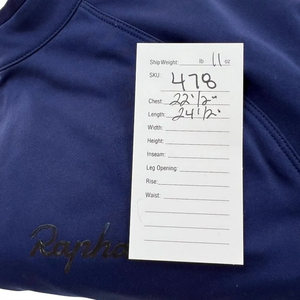 Rapha Men's Long Sleeve Core Micro Fleece Lined Jersey Full Zip Navy Blue Sz XL
